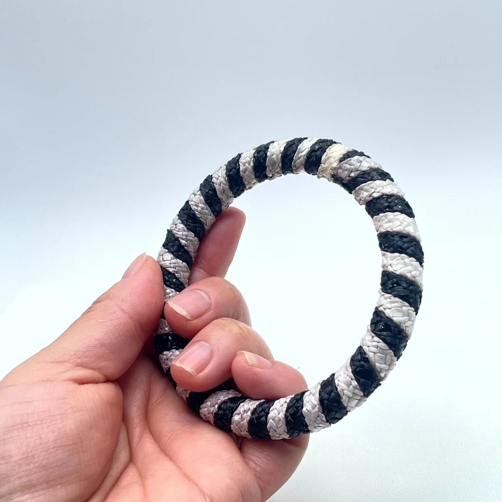 Bohemian Black White Eco-Chic Thin Woven Braided Rope-Style Bangle Bracelet - Picture 14 of 14